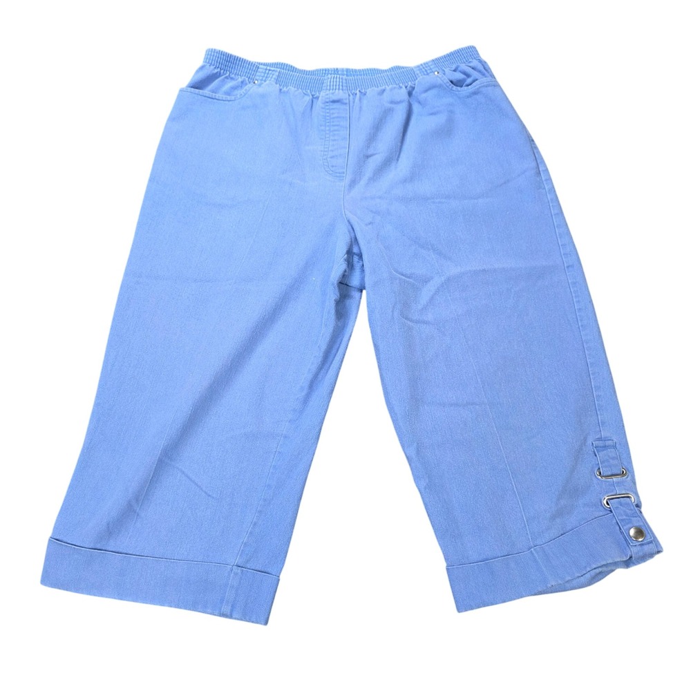 Vintage Southern‎ Lady Crop Capri Pants Women's Size 14 Blue Elastic Waist